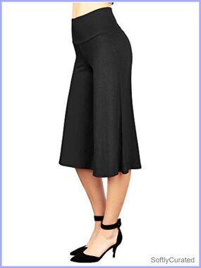 High Waist Wide Leg Palazzo Gaucho Capri Pants Stretch Pull On